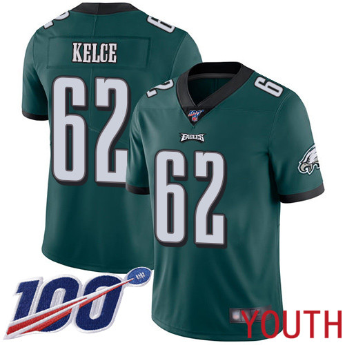 Youth Philadelphia Eagles #62 Jason Kelce Midnight Green Team Color Vapor Untouchable NFL Jersey Limited Player 100th->youth nfl jersey->Youth Jersey